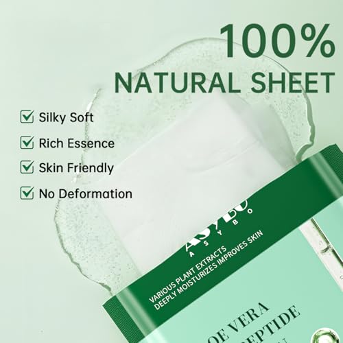 Pack of 20 Collagen Face Mask, Aloe Vera Polypeptide Collagen - Product Imagery