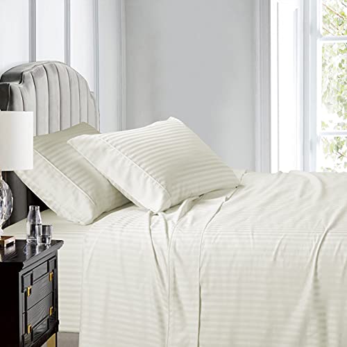 Royal Hotel King Sheets Set, 600 Thread Count Cotton Stripe - Product Imagery