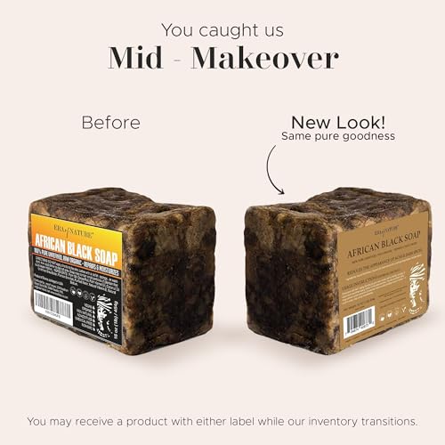 era of nature Organic African Black Soap Bar, Shea Butter, Dry - Product Imagery
