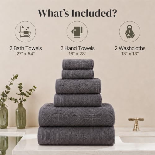 Modern Threads 6 Piece Bath Towel Set – Bathroom Towel Set with - Product Imagery
