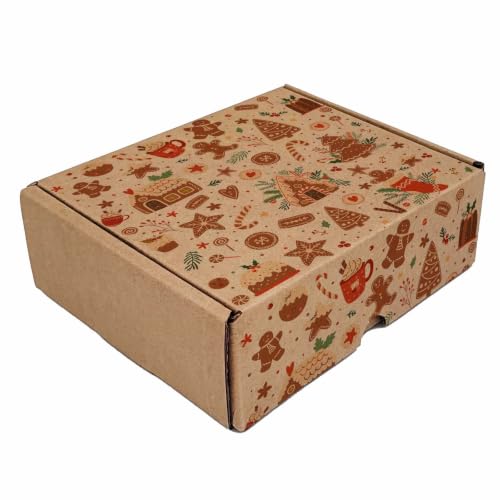 Gingerbread Holiday Collection Print Kraft Corrugated Mailer Box - Product Imagery