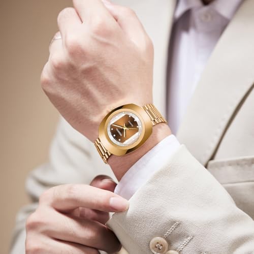 FANMIS Luxury Men's and Women's Golden Business Diamond Watch - Product Imagery