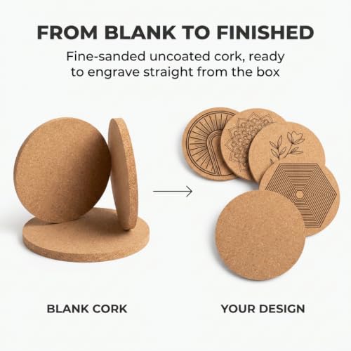 Faithful Panda Cork Coaster Blanks for Laser Engraving 100 Pack - Product Imagery