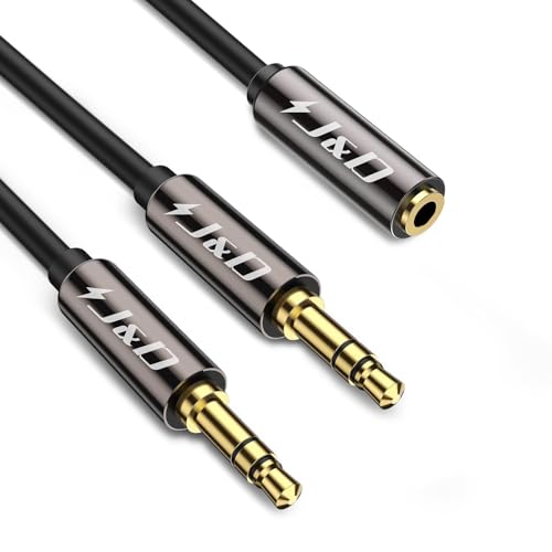 J&D 1/8 Inch TRS Stereo Y Splitter Cable, Gold Plated Copper Shel by J&D - Angle View 1