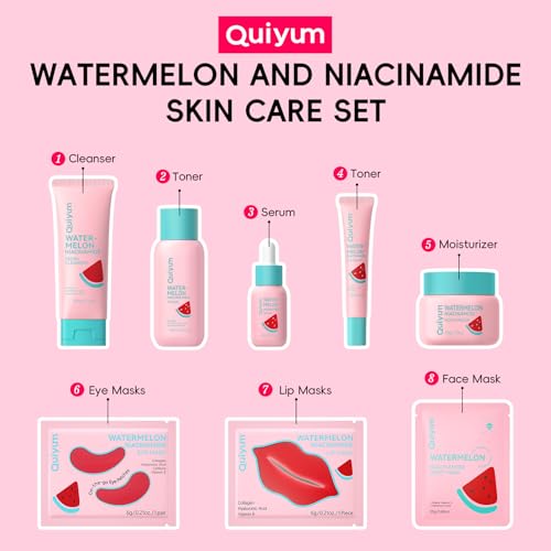 Watermelon & Niacinamide Skincare Set for Women Teens Girls, - Product Imagery