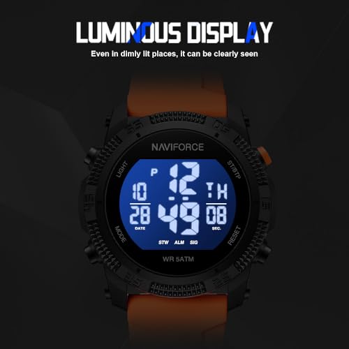 NAVIFORCE Men Sports Waterproof Digital Watches with Stopwatch - Product Imagery