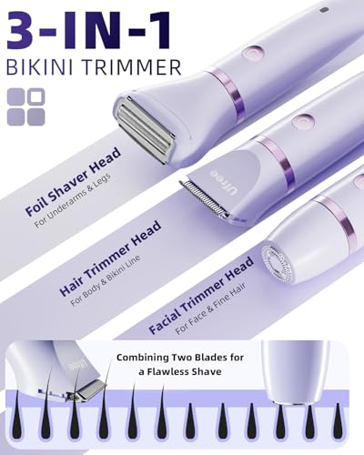 Ufree 3-in-1 Bikini Trimmer Electric Razors for Women, Gifts for - Product Imagery