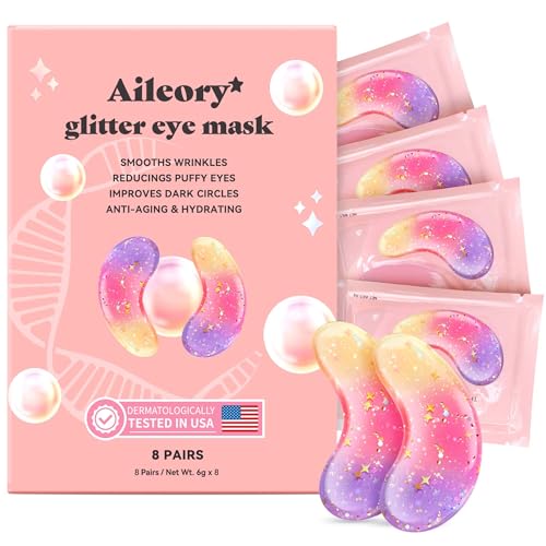 Under Eye Patches (8 Pairs) - Tri-color Glitter Eye Gel Pads for - Product Imagery