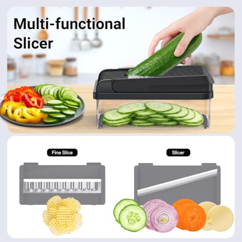 12-in-1 Vegetable Chopper with 7 Blades, Food Veggie Cutter, - Product Imagery