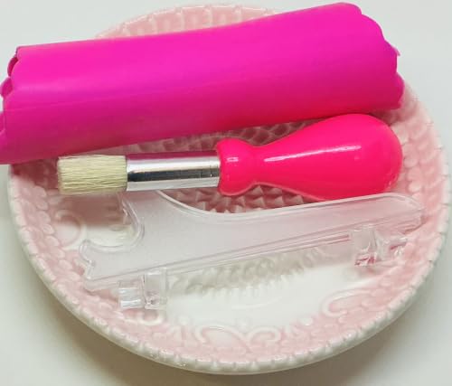 Premium Ceramic Garlic Grater Plate Set - Pink Embossed - Product Imagery