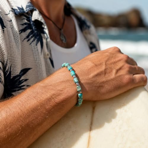 Turquoise Hematite Beaded Bracelet for Men & Women - Product Imagery
