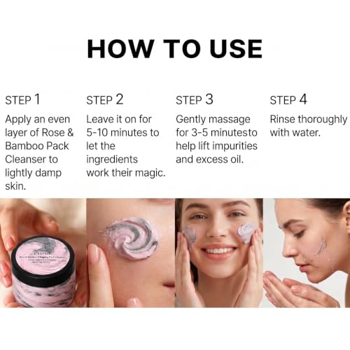 Rose & Bamboo Whipping Pack Cleanser, 3-in-1 Makeup Remover, - Product Imagery