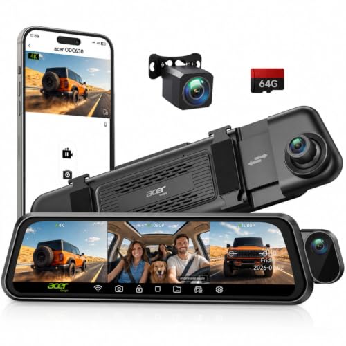 Acer Gadget 3 Channel 4K Rear View Mirror Camera, Mirror Dash - Product Imagery