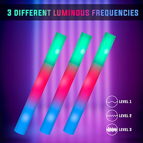 100 Pack LED Glow Sticks for Wedding, Bulk Foam Glow Sticks with - Product Imagery