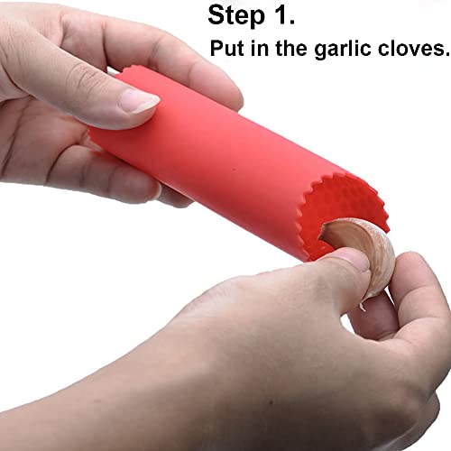 2 Set Silicone Garlic Peeler Easy Roller Tube Useful Garlic - Product Imagery