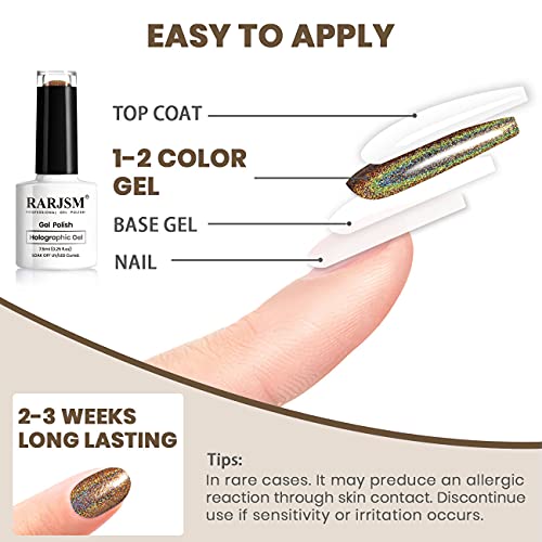 RARJSM Holographic Nail Polish Caramel Brown Gel Polish Mermaid - Product Imagery