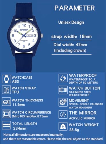 Men Women Sports Watch 50M Waterproof Luminous Analog Quartz - Product Imagery
