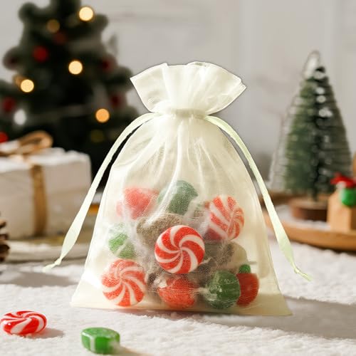 joycraft Organza Bags 4x6 inch - Ivory Drawstring Gift Packaging - Product Imagery