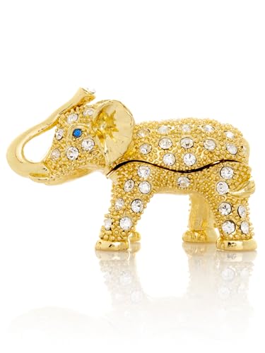 Keren Kopal Miniature Golden Elephant Trinket Box Faberge Style - Product Imagery