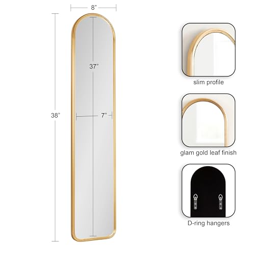 Kate and Laurel Caskill Slim Panel Wall Mirror; 8 x 38; Gold; - Product Imagery