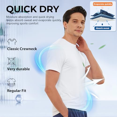 BAMBOO COOL Men's Undershirts Moisture Wicking Crewneck T Shirts - Product Imagery