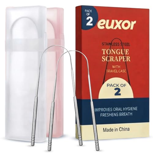 Tongue Scraper Cleaner (2 Pcs) Best Stainless Steel Tongue - Product Imagery