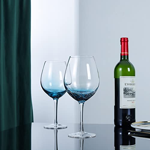 Joeyan Handmade Blue Crackle Wine Glasses,Crystal Wine Glass Cup - Product Imagery