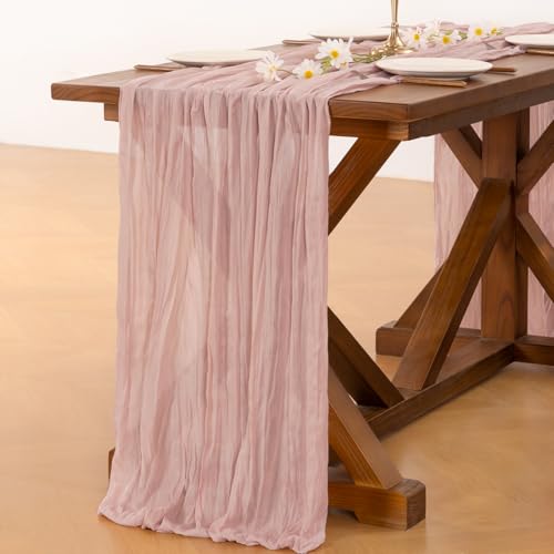 Pink Cheesecloth Table Runner Fall Boho Wedding Birthday Party - Product Imagery