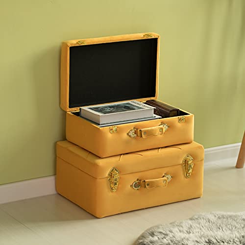 Vintiquewise Decorative Tufted Velvet Suitcase Treasure Chest - Product Imagery