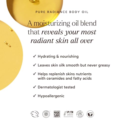 True Botanicals Pure Radiance Body Oil | Anti-Aging Body Oil for - Product Imagery
