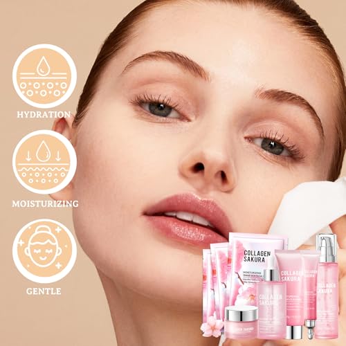 Sakura Skin Care Set,Moisturizing Skincare Kit with Face - Product Imagery