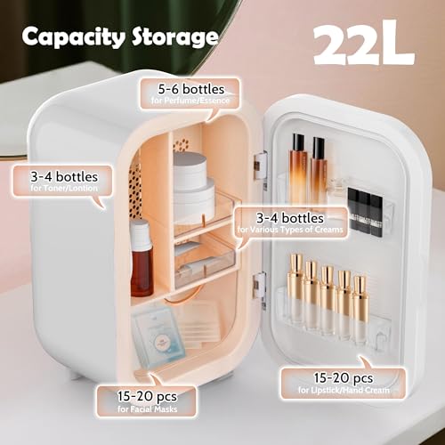 22L Mini Skincare Fridge, Small Personal Makeup Refrigerator - Product Imagery