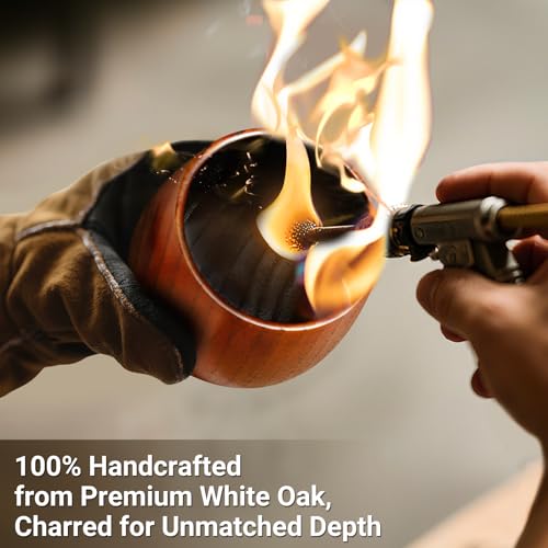 Charred Wooden Whiskey Tumbler – Bourbon Glass for Men | Unique - Product Imagery