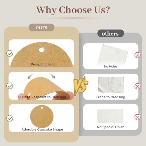 Round Kraft Gift Tags with String, 160 Pack 2.2 inch - Product Imagery