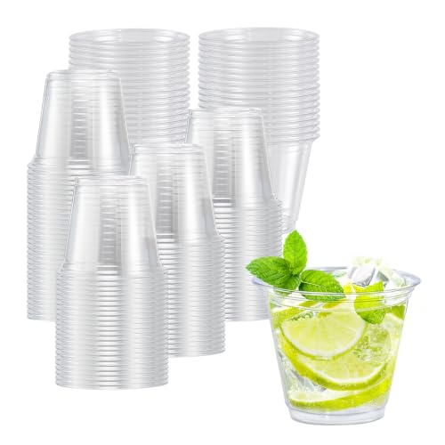 Lamosi 100 Pack 9 oz Clear Plastic Cups Disposable Cups - Product Imagery