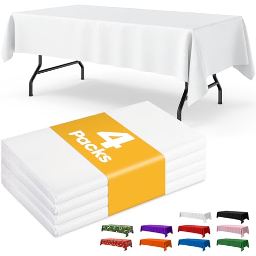 White Plastic Table Cloth - 4 Pack 54" × 108" Rectangle - Product Imagery