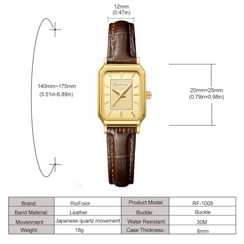 Gold Watches for Women-Rectangular Case Minimalist - Product Imagery
