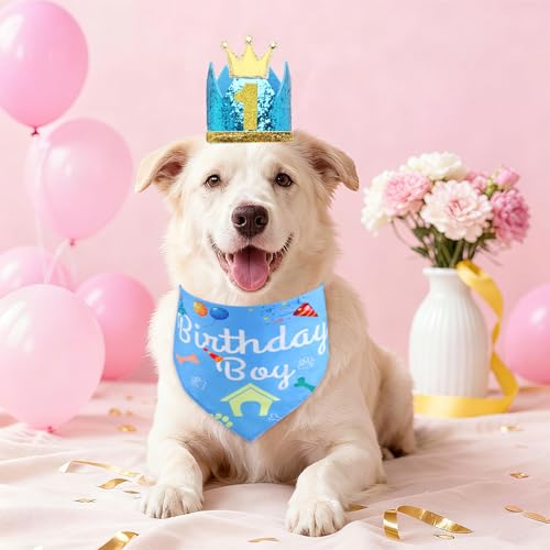 Rensh Dog Birthday Party Supplies, Dog Birthday Bandana Hat with - Product Imagery