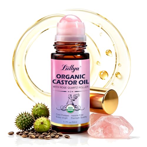 Organic Castor Oil Roll On with Rose Quartz Cold Pressed 1 - Liillya Official Imagery - 1