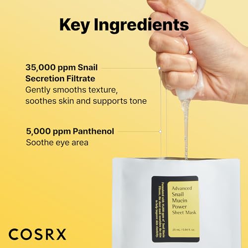COSRX Snail Mucin Sheet Mask 10 EA with Snail Mucin Serum - Product Imagery