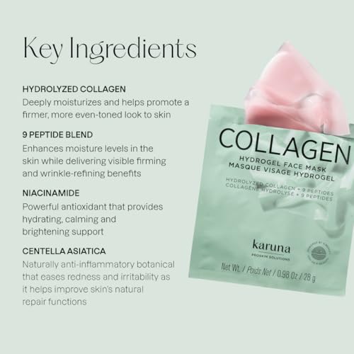 Karuna Skin - COLLAGEN Face Mask Sheets, Hydrogel 2-Piece Facial - Product Imagery