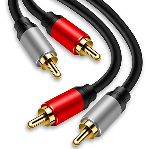 Tan QY 2RCA to 2RCA audio cable, 3ft, gold-plated RCA male to male for high-quality stereo connections