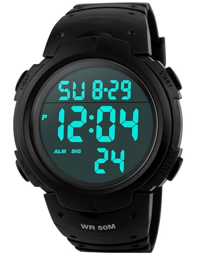 PASOY Men's Simple Outdoor Sports Digital Watch Waterproof Swim - Product Imagery