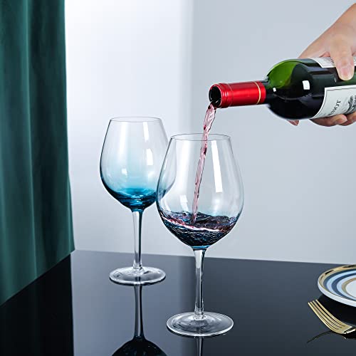 Joeyan Handmade Blue Crackle Wine Glasses,Crystal Wine Glass Cup - Product Imagery