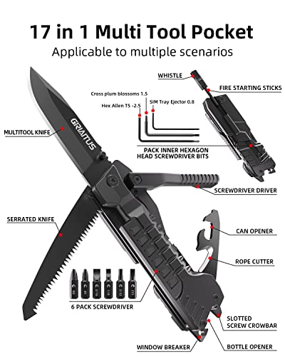 17 in 1 Multitool Knife Fire Starting Stick Bottle Opener Saw - Product Imagery