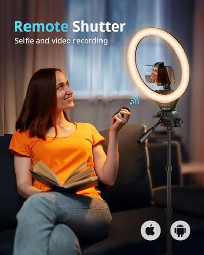 UBeesize 12'' LED RGB Ring Light with 62'' Tripod Stand, Selfie - Product Imagery