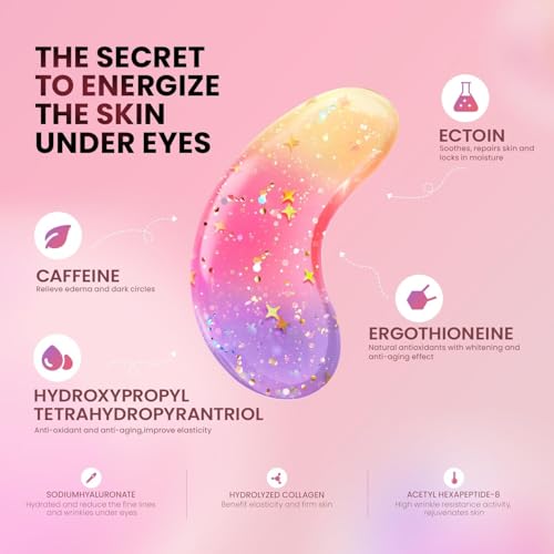Under Eye Patches (8 Pairs) - Tri-color Glitter Eye Gel Pads for - Product Imagery