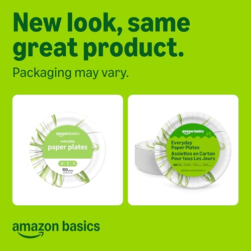Amazon Basics Everyday Disposable Paper Plates, 8.62 Inch, - Product Imagery