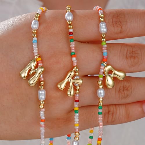 Initial Necklaces for Women Girls Kids - Light Colorful Beaded - Product Imagery