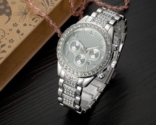 Unisex Diamond Watches Men and Women Fashion Rose Gold Silver - Product Imagery